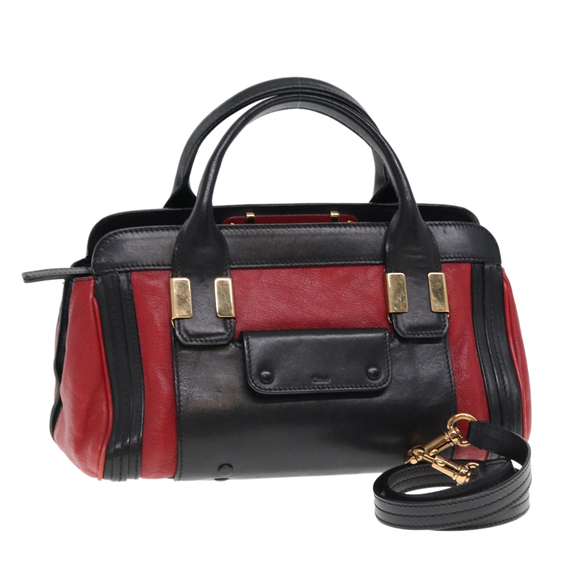 Chloe Handbags - Chloe Hand Bag Leather 2way Red Black 02 13 50 65 Auth 77486